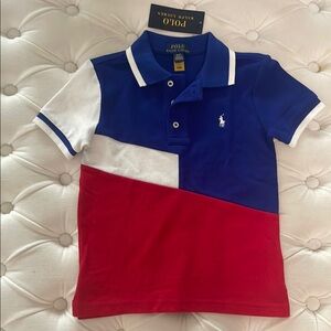 Boys Polo by Ralph Lauren Sporty Color Block Polo Blue Red 3T Shirt
